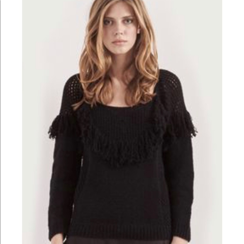 Ryan Roche cashmere sweater w/ fringe trim BNWT